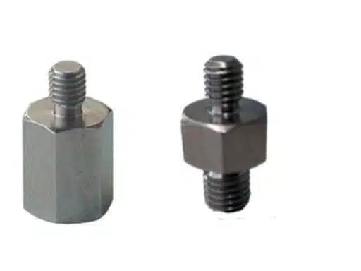 Detailed view of FISSO M8 thread adapters with clear threads