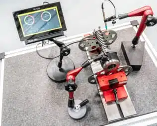 Industrial run-out tester in operation